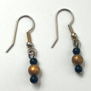 Earrings Bead French Ear Wire Black Gold Jewelry